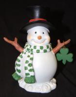 SNOWMAN WITH SCARF & SHAMROCK